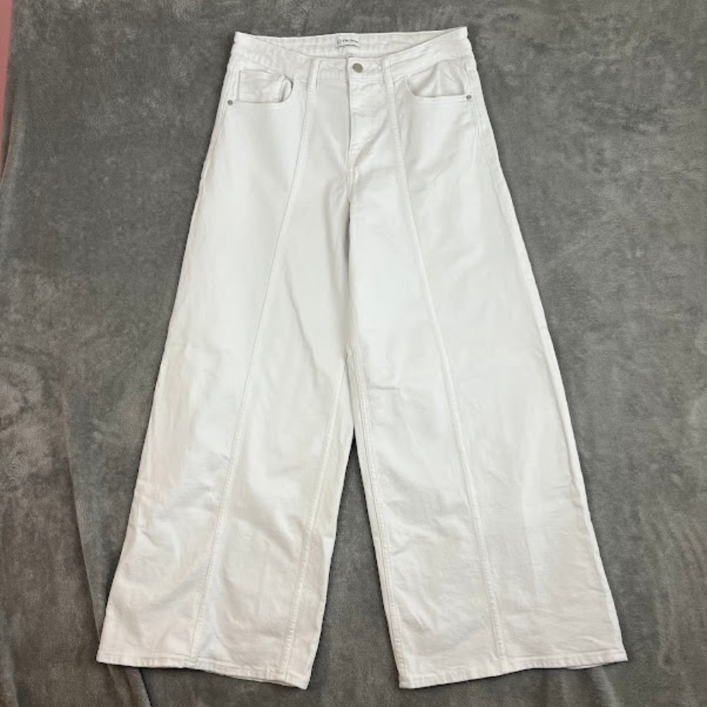The Drop Super Wide Leg White Denim Jeans Womens 30 Career Clean Girl Minimalist